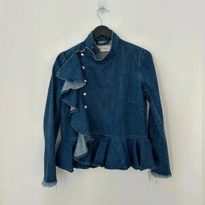 Marques Almeida peplum ruffle  denim jacket